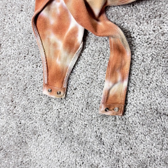 Wild Fable Womens Small Orange Tie Dye Ribbed Henley Bodysuit Sleeveless V-Neck - Picture 5 of 10